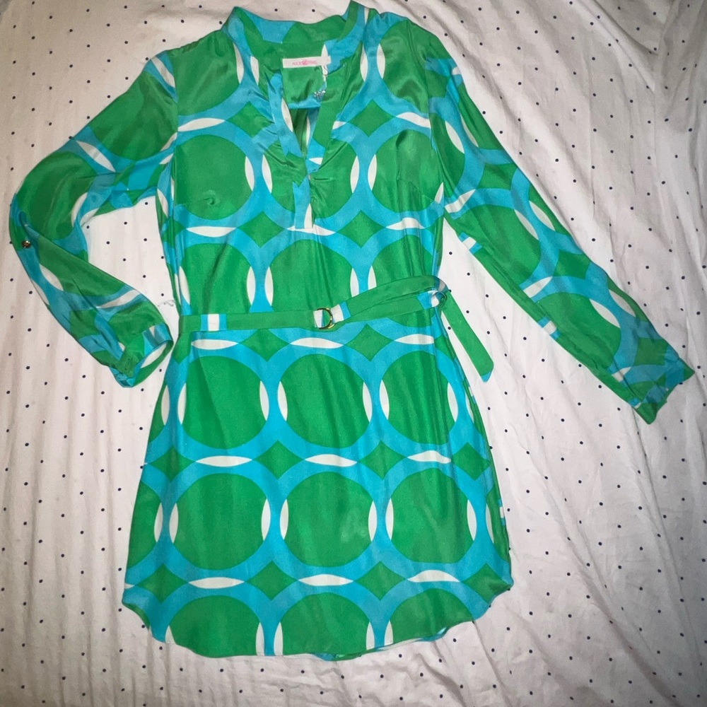 Shift dress with belt - 100% silk